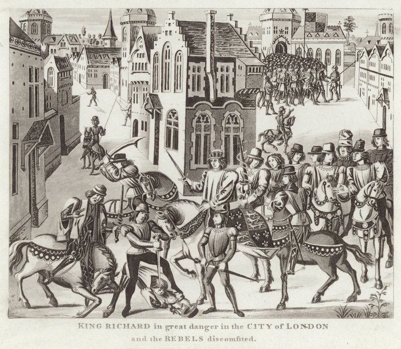 Kung Richard i stor fara i City of London och rebellerna missnöjda av English School