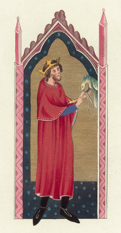 King Stephen (färgad gravyr) av English School