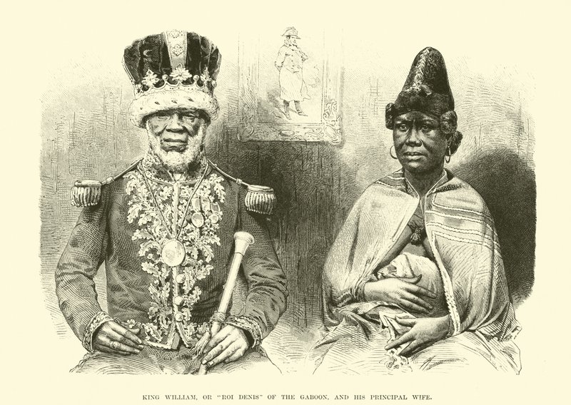 Kung William, eller Roi Denis av Gabon, och hans främsta fru av English School