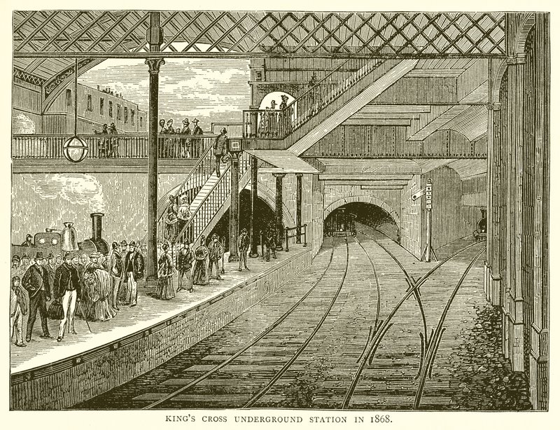 Kings Cross tunnelbanestation 1868 av English School