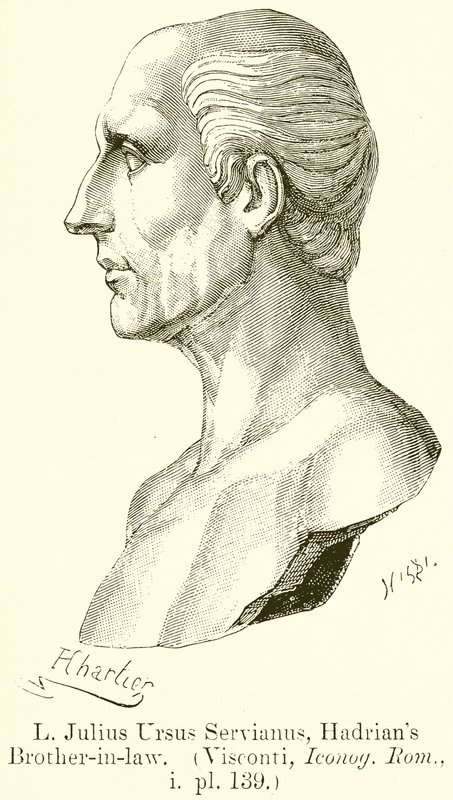 L. Julius Ursus Servianus, Hadrians Svåger. (Visconti, Iconog. Rom., i. pl. 139) av English School