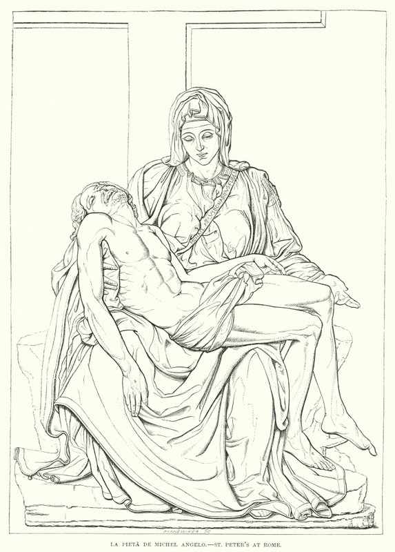 La Pieta De Michel Angelo, Peterskyrkan i Rom (gravyr) av English School