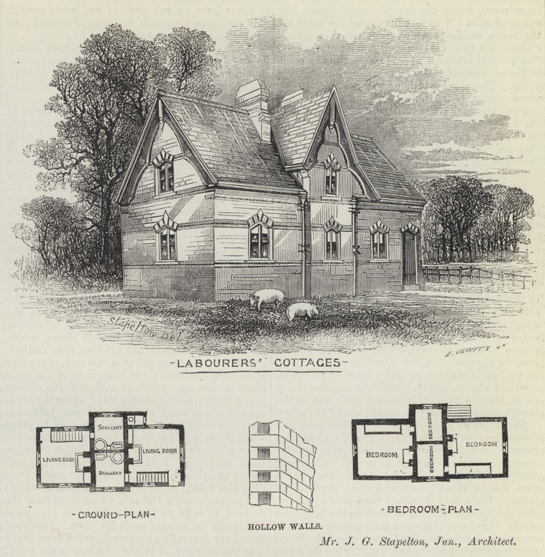 Arbetarstugor (gravyr) av English School