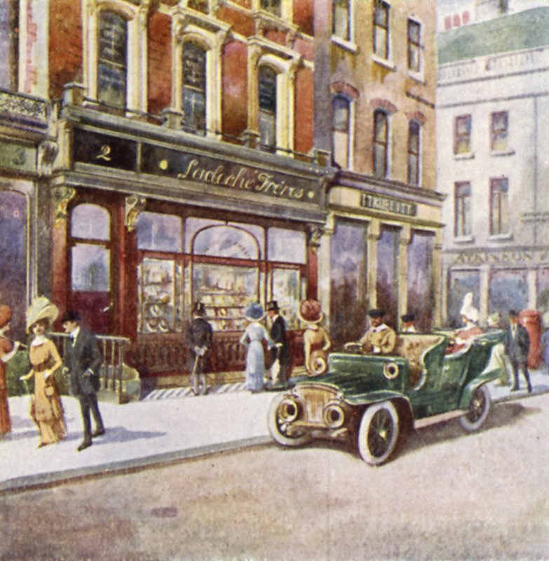 Lacloche Freres, 2 New Bond Street (litho i färg) av English School