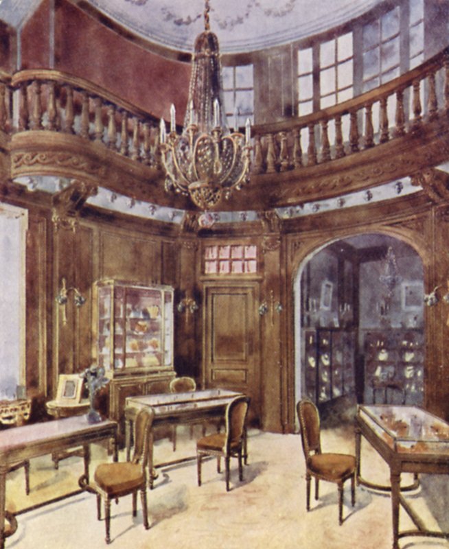 Lacloche Freres, London Showrooms, Bond Street (litho i färg) av English School