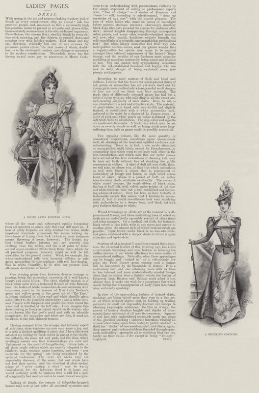 Damsidor, klänning (litho) av English School