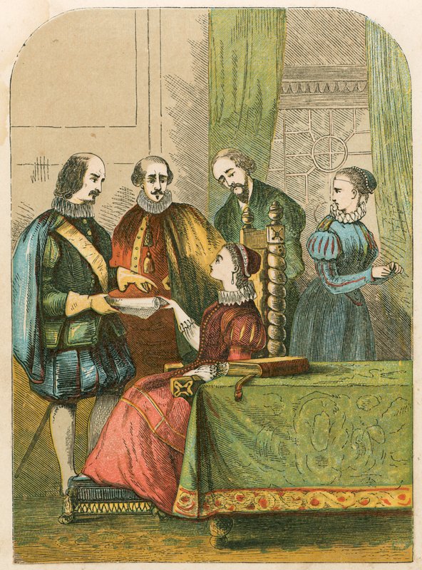 Lady Jane Grey uppmanas att acceptera kronan av English School