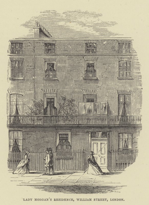 Lady Morgans residens, William Street, London (gravyr) av English School