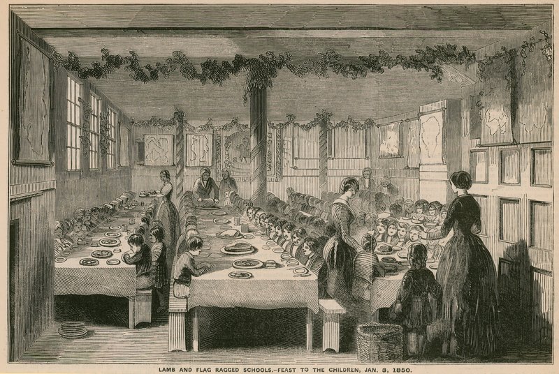 Lamb and Flag Ragged School, fest för barnen, 3 januari 1850 av English School