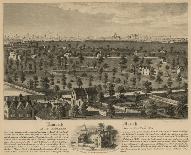 Lambeth Marsh som den såg ut omkring år 1670 av English School