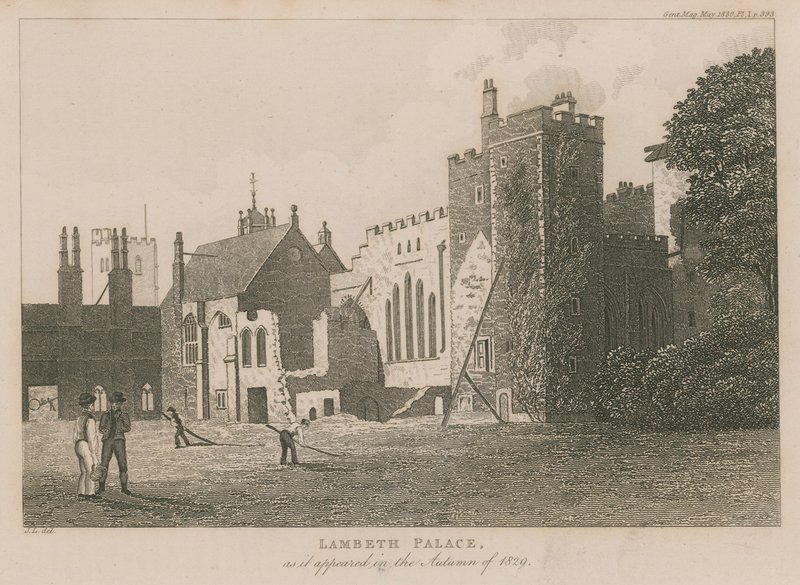 Lambeth Palace som det såg ut hösten 1829 av English School