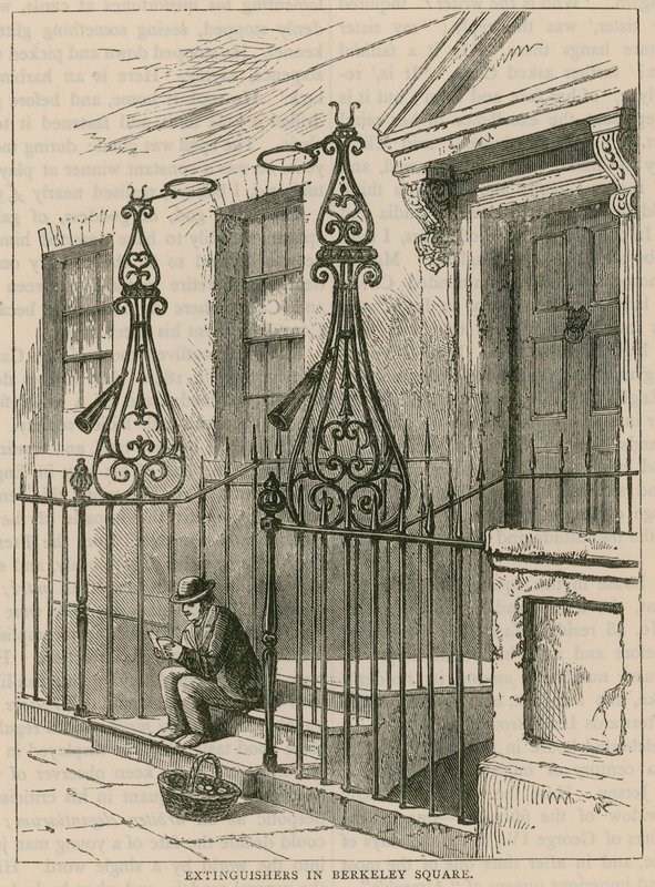 Lampsläckare på Berkeley Square, London av English School