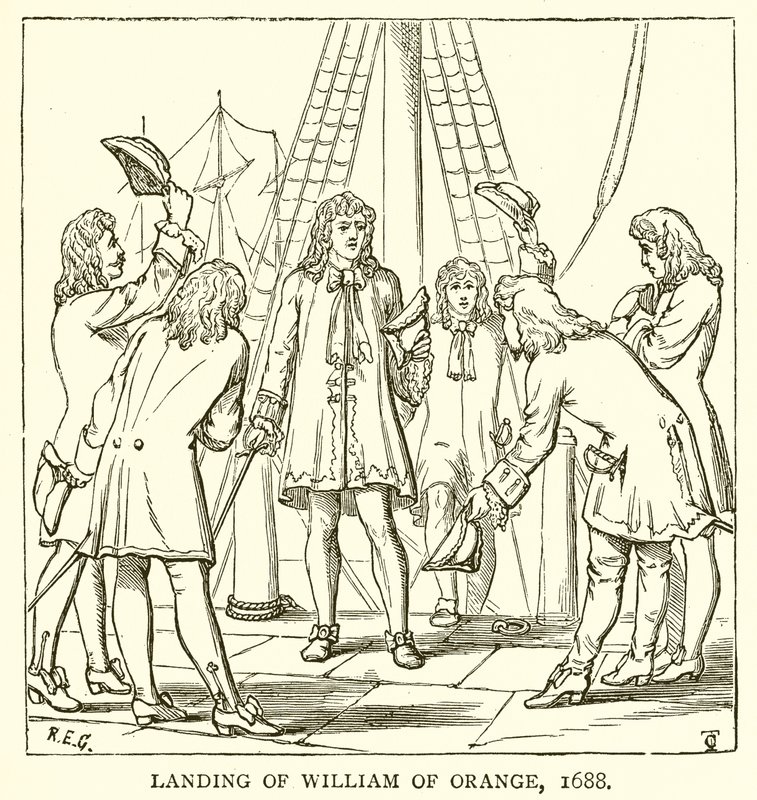 Vilhelm av Oranges landstigning, 1688 av English School