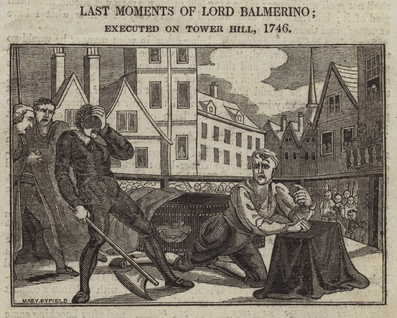 Lord Balmerinos sista ögonblick; avrättades på Tower Hill av English School