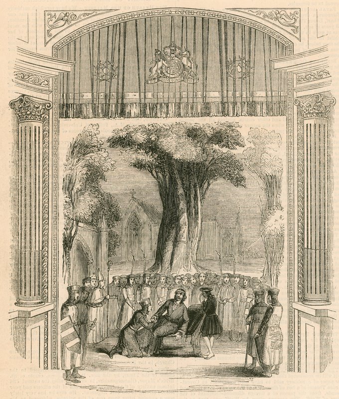 Sista scenen i pjäsen King John, Drury Lane Theatre, London av English School