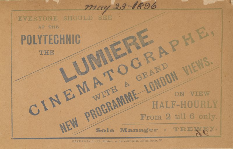 Broschyr reklam Lumiere Cinematograph av English School