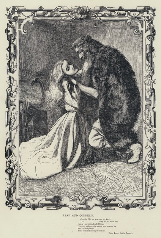 Lear och Cordelia, Kung Lear, akt iv, scen 7 (gravyr) av English School
