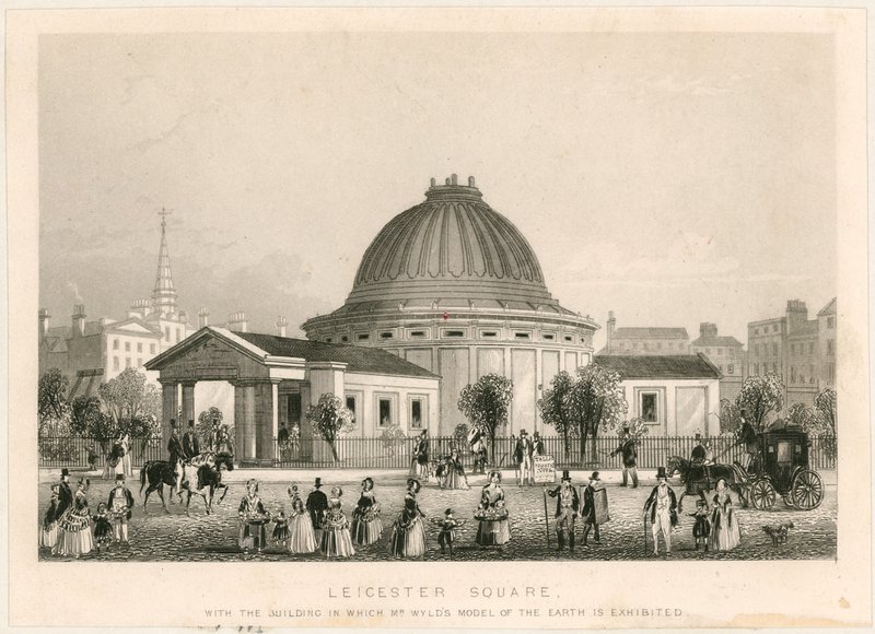 Leicester Square med byggnaden där Mr Wylds modell av jorden är utställd av English School