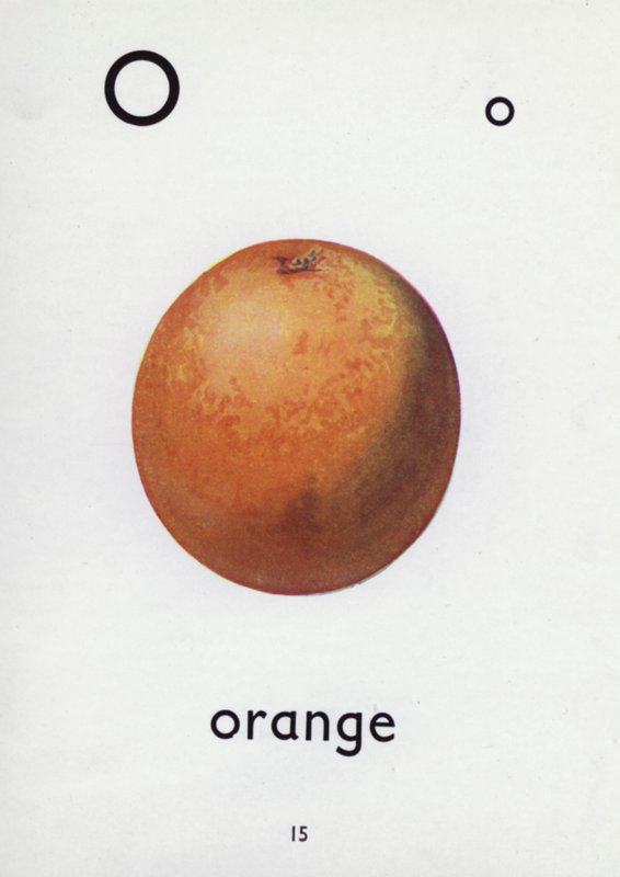 Bokstaven O, orange (färg litho) av English School