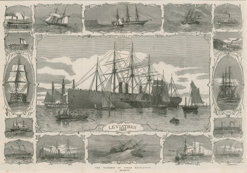 Leviathan 1858; montage av bilder som visar utvecklingen av steam nav av English School