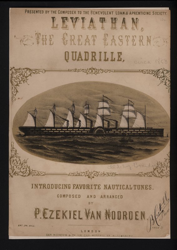 Leviathan, the Great Eastern, viktoriansk notomslag (litho) av English School