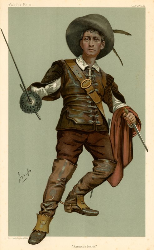 Lewis Waller, Romantiskt drama, Vanity Fair-tecknad film, 13 oktober 1904 av English School