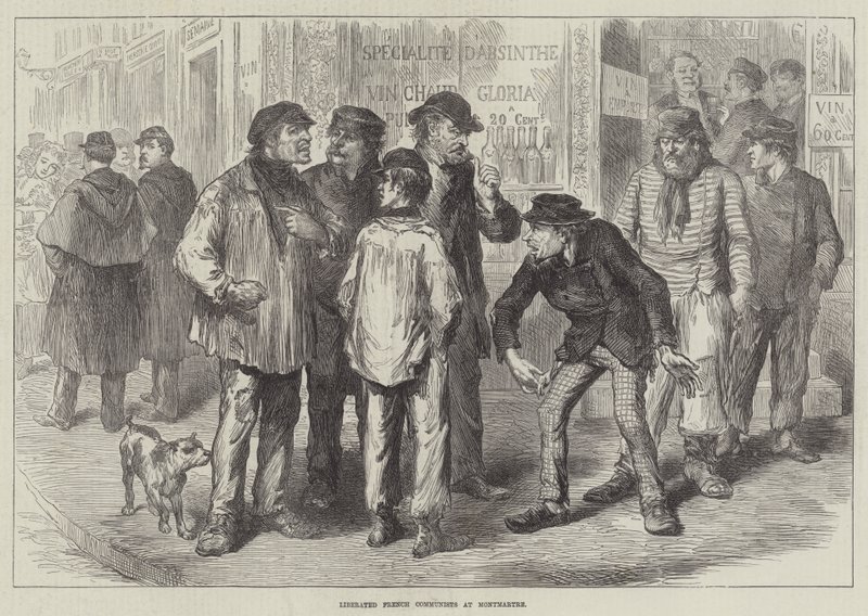 Befriade franska kommunister i Montmartre (gravyr) av English School