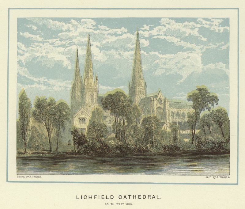 Lichfield Cathedral, sydvästlig vy av English School