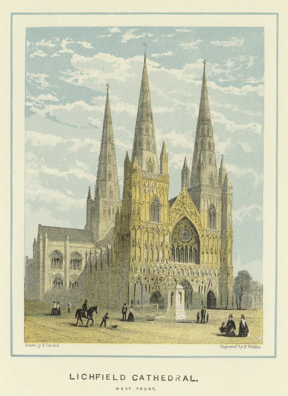 Lichfield Cathedral, västra fronten av English School
