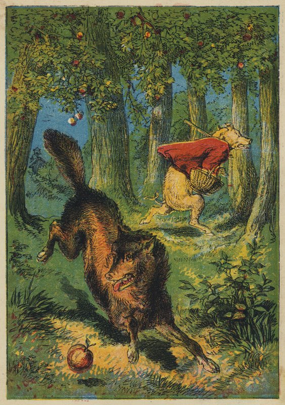 Lilla grisen rymmer (färglitografi) av English School