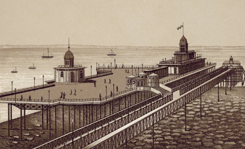 Liverpool: New Brighton Pier (litografi) av English School