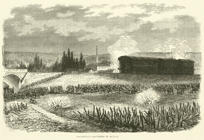 Lokomotivbatterier i aktion, november 1870 av English School