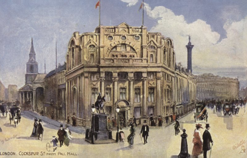 London, Cockspur Street från Pall Mall av English School