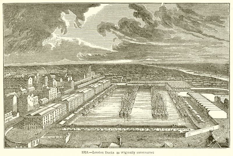 London Docks som ursprungligen byggdes av English School