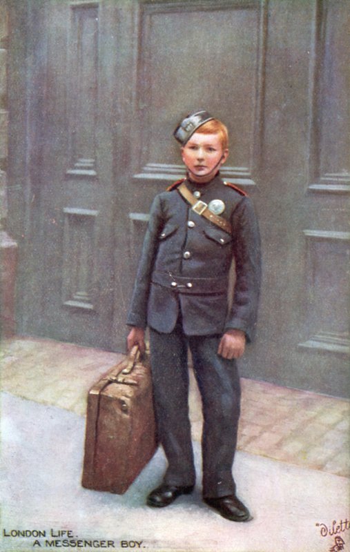 London messenger boy (färg litho) av English School