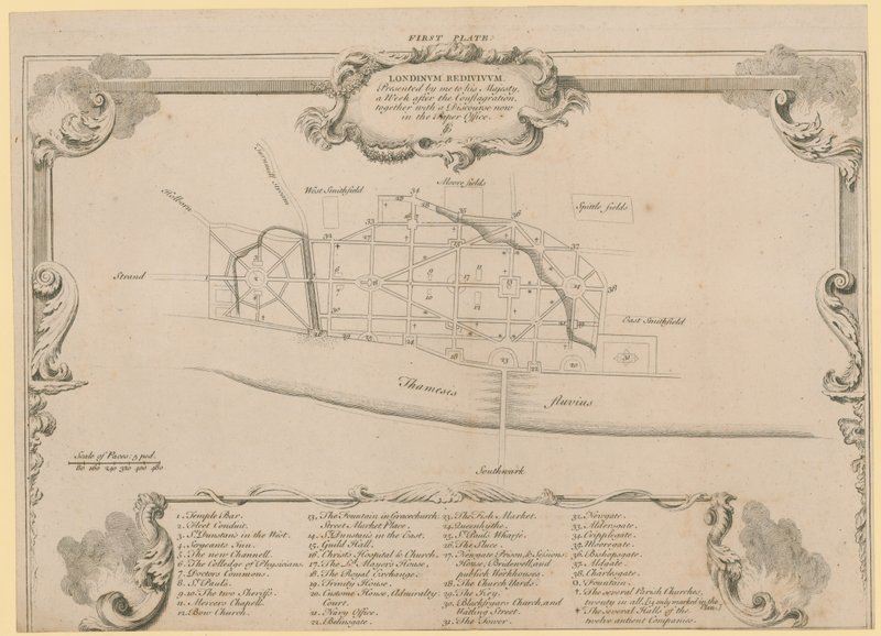 London återställd, Sir John Evelyns plan för att återuppbygga City of London efter branden 1666 av English School