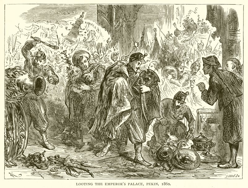 Plundrar kejsarpalatset, Pekin, 1860 av English School