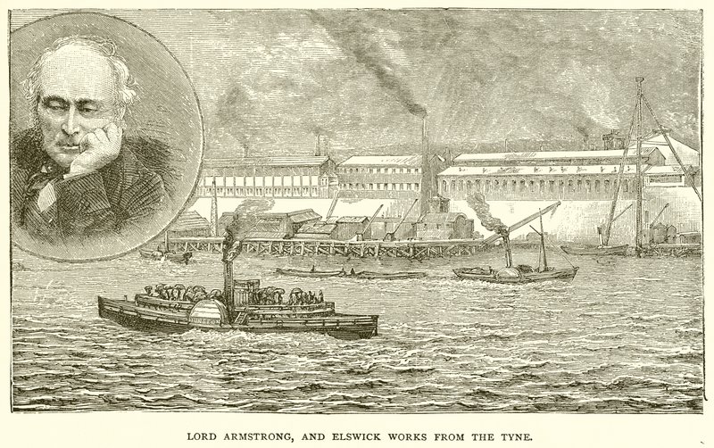 Lord Armstrong och Elswick Works from the Tyne av English School
