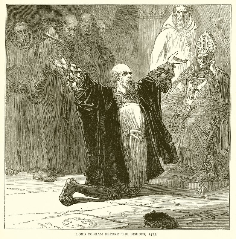 Lord Cobham inför biskoparna, 1413 av English School
