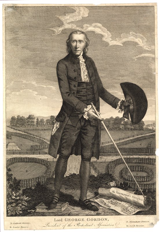 Lord George Gordon, ordförande för den protestantiska föreningen av English School