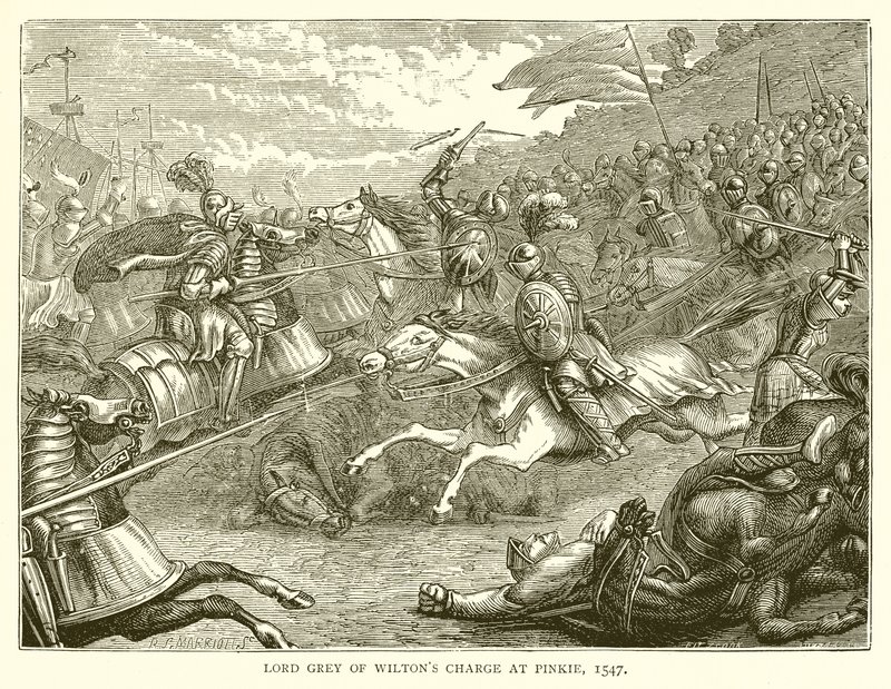 Lord Gray of Wiltons Charge at Pinkie, 1547 av English School