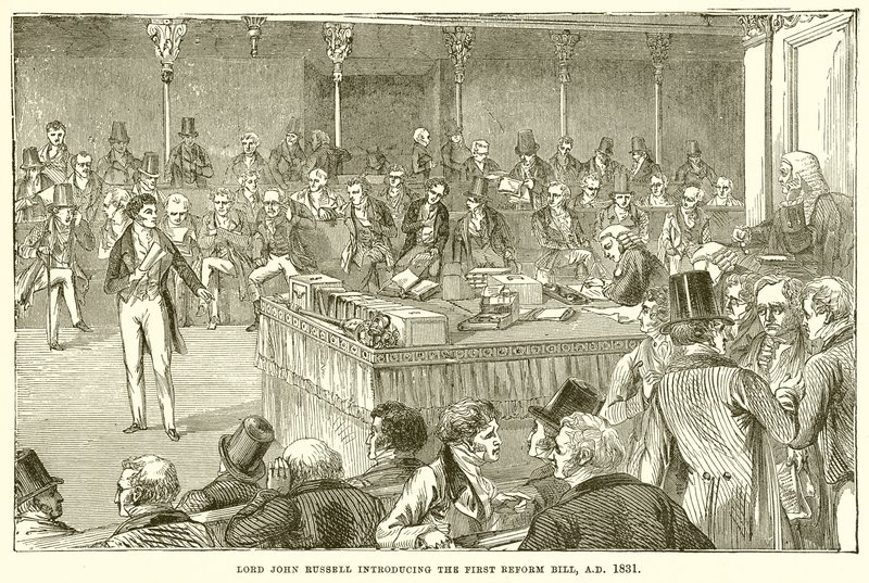 Lord John Russell introducerar den första reformen, A.D. 1831 av English School