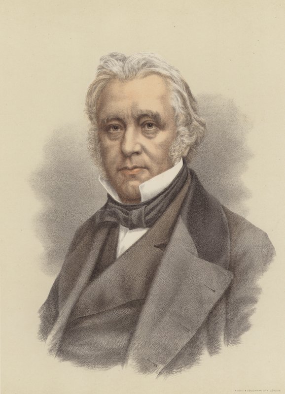 Lord Macaulay, brittisk historiker och politiker (färglitografi) av English School