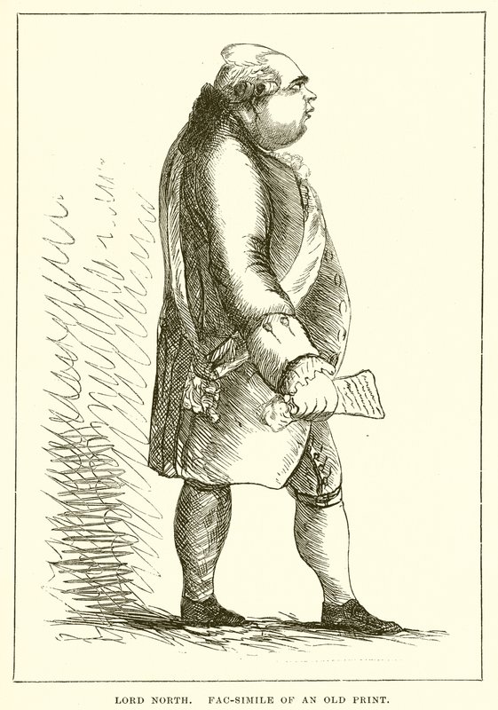 Lord North. Fac-liknelse av ett gammalt tryck av English School
