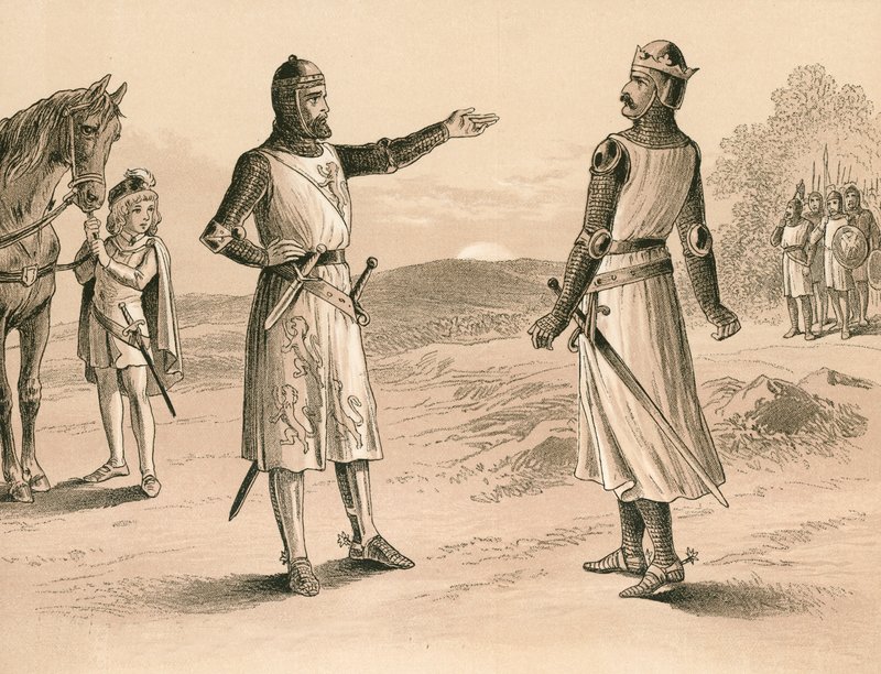 Lord Pembroke och Bruce före slaget vid Methven av English School
