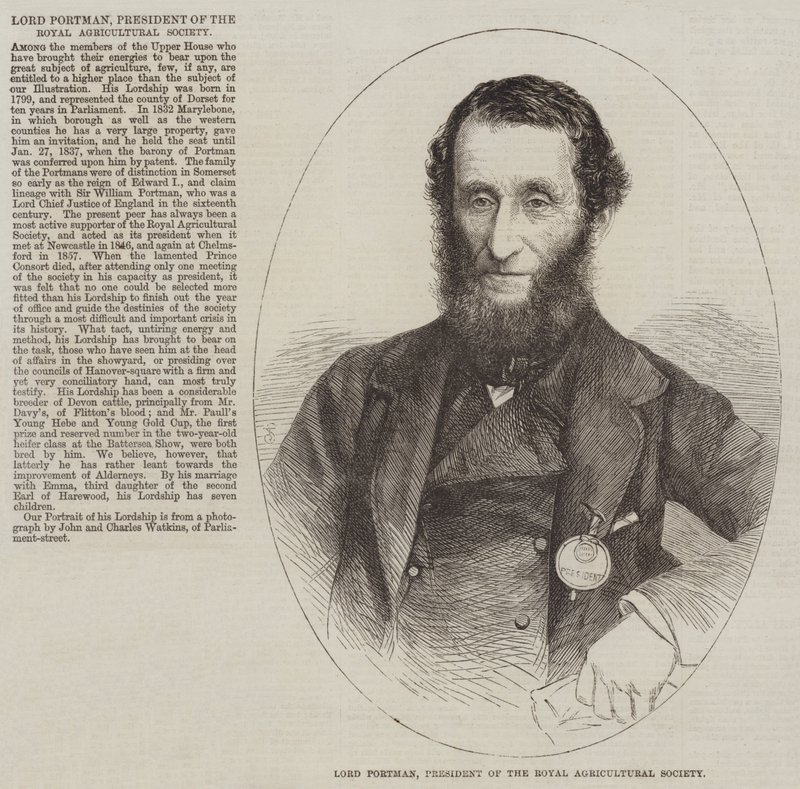 Lord Portman, president för Royal Agricultural Society (gravyr) av English School
