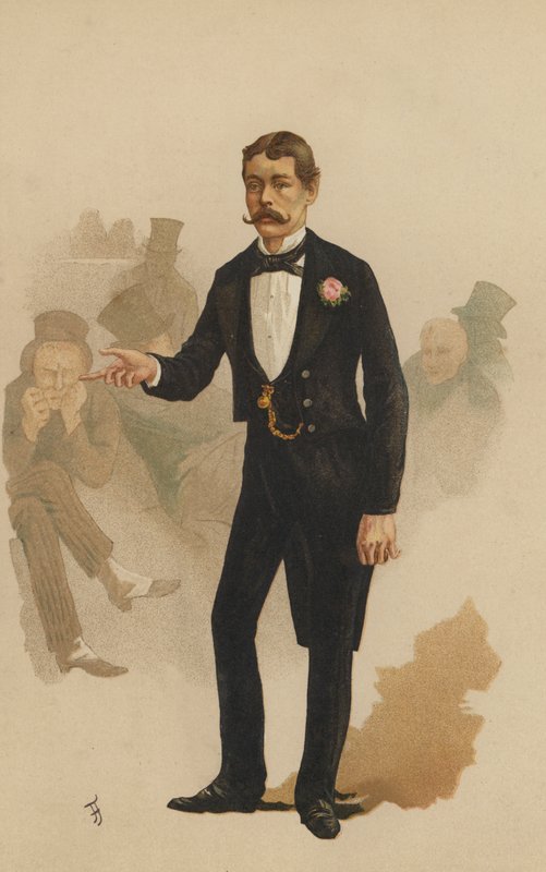Lord Randolph Churchill, MP, ledamot för Woodstock (färg litho) av English School