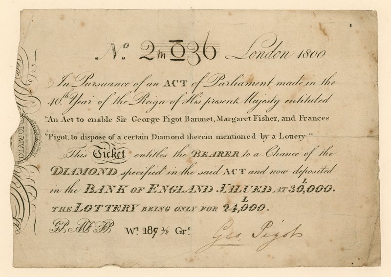 Lotteri för att vinna en diamant, 1800 av English School