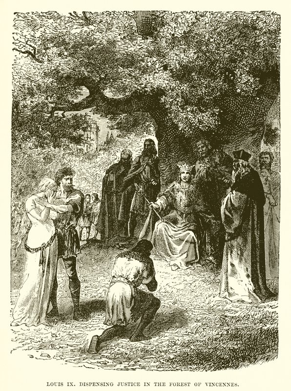 Ludvig IX utdelar rättvisa i skogen i Vincennes av English School