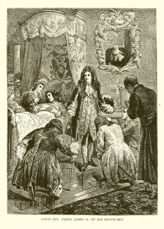 Ludvig XIV besöker Jakob II. på sin dödsbädd av English School